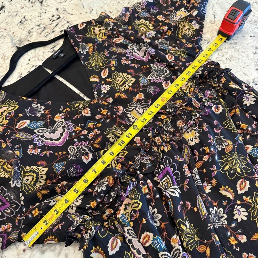 Torrid Black Floral Chiffon Lurex V Neck Tiered Maxi Dress 3X 18491136 - Picture 11 of 16